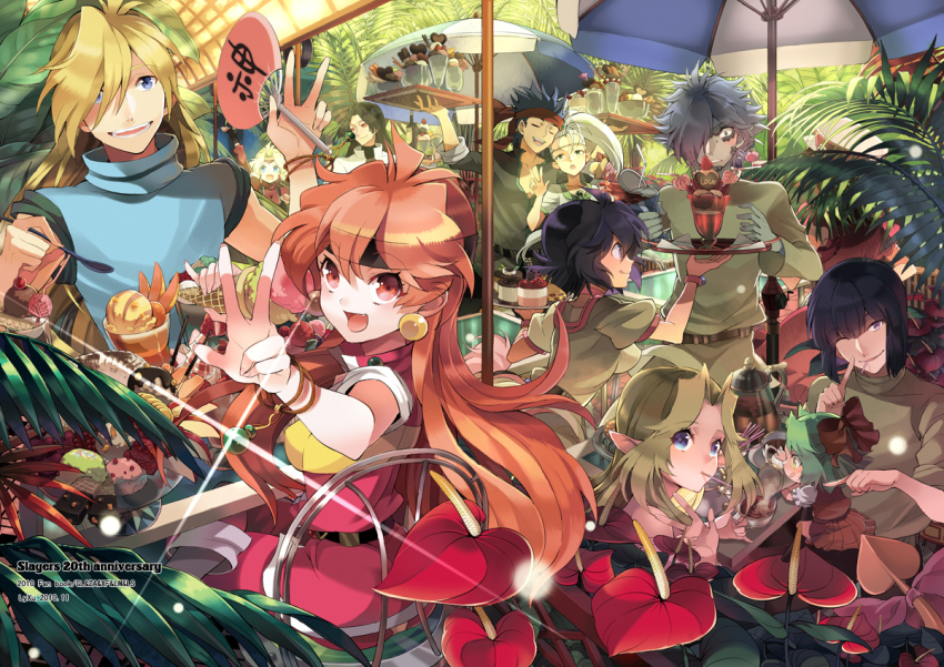 1990s_(style), 5boys, 6+girls, amelia_wil_tesla_seyruun, blonde_hair, blue_eyes, bracelet, earrings