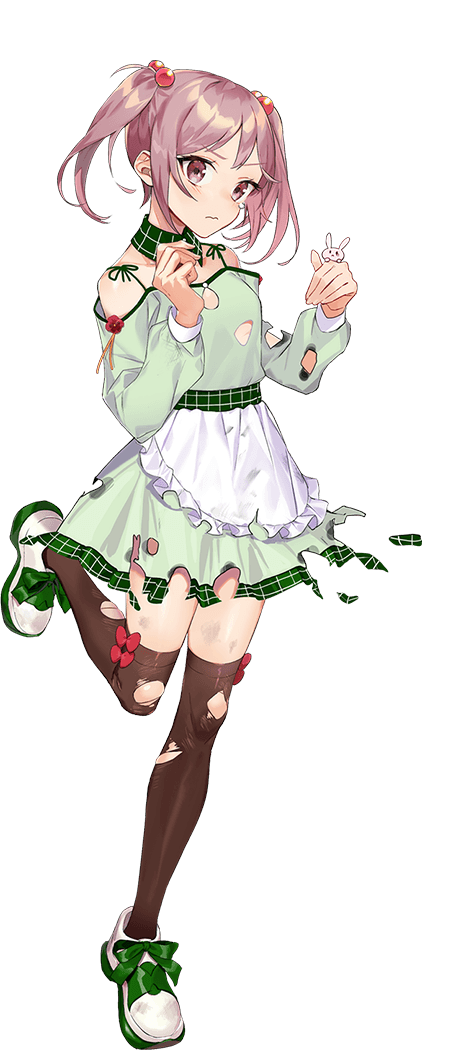 1girl, :d, animal, anniversary, apron, black_thighhighs, burnt_clothes, crab, dress, drew_(drew213g), full_body, green_dress, hair_bobbles, hair_ornament, kantai_collection, long_sleeves, official_alternate_costume, official_art, open_mouth, over-kneehighs, pet, pink_eyes, pink_hair, rabbit, sazanami_(11th_anniversary)_(kancolle), sazanami_(kancolle), shoes, short_hair, smile, solo, tachi-e, thighhighs, transparent_background, twintails, v, waist_apron, white_apron, white_shoes