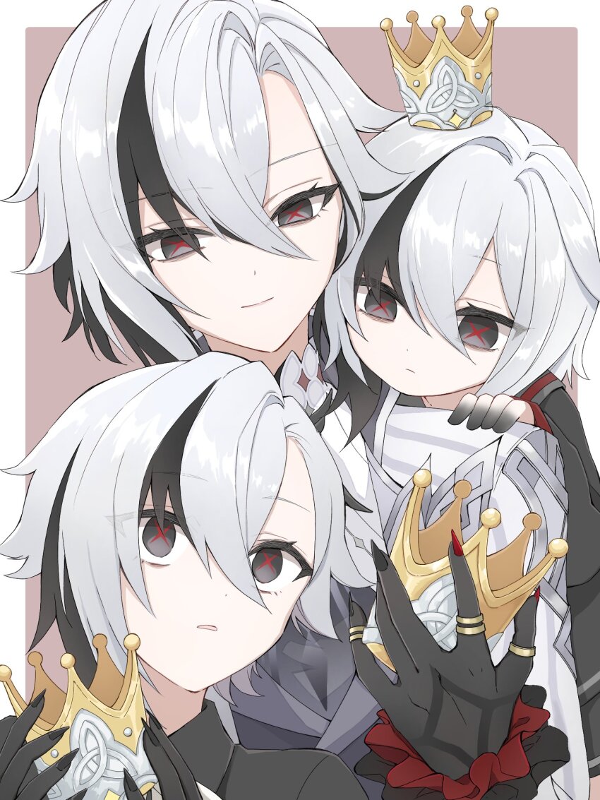 1girl, age_progression, arlecchino_(genshin_impact), black_eyes, black_hair, black_hands, breasts, child