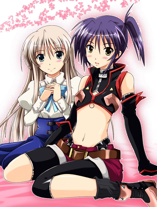 00s, 2girls, armor, bad_id, bad_pixiv_id, belt, bikini_armor, blonde_hair