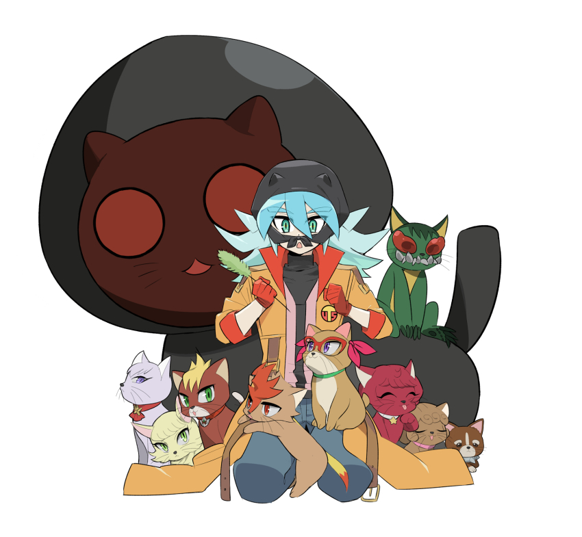 5girls, 6+boys, animalization, atachi_manya, bbr_888, blue_hair, bochi, brown_fur