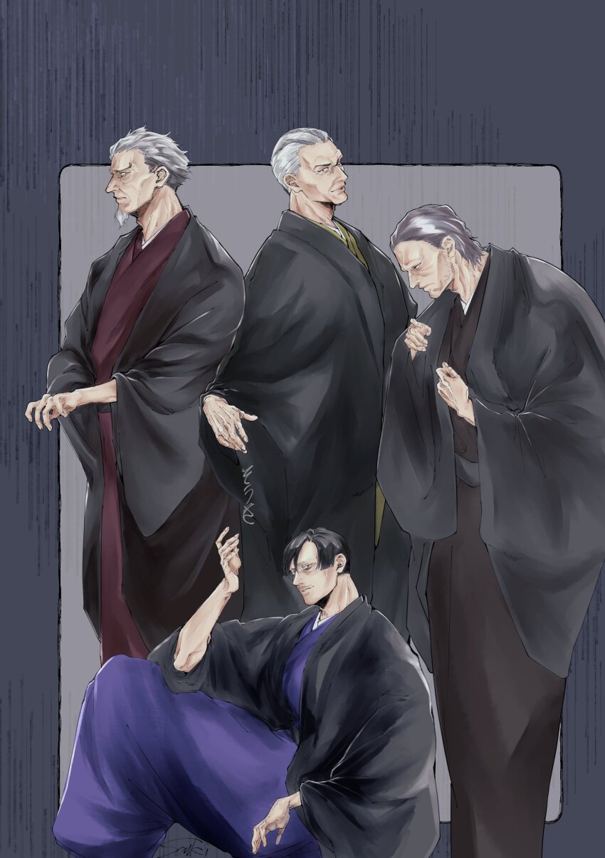 4boys, absurdres, adam's_apple, akane-banashi, arakawa_ikken, arakawa_isshou, arakawa_shiguma, arakawa_taizen