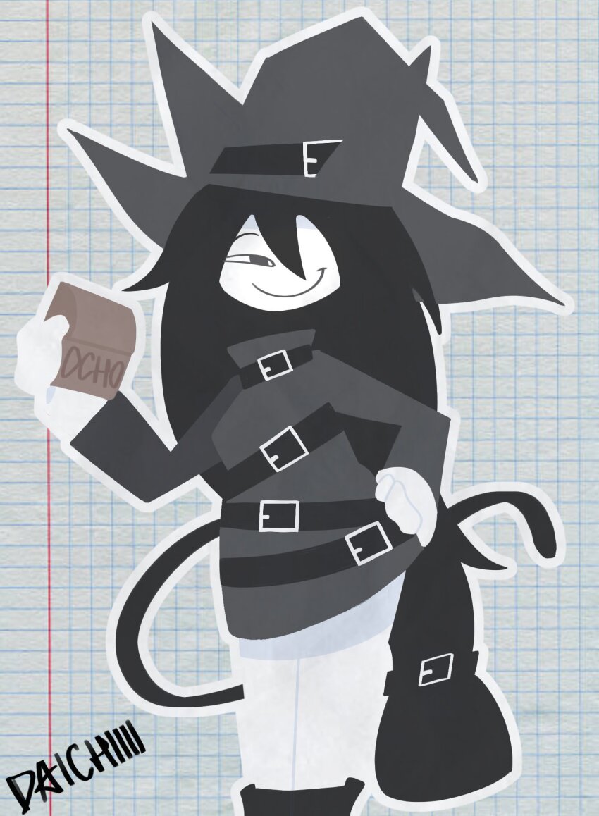 1girl, akuouhh, black_boots, boots, fundamental_paper_education, highres, ponytail, solo