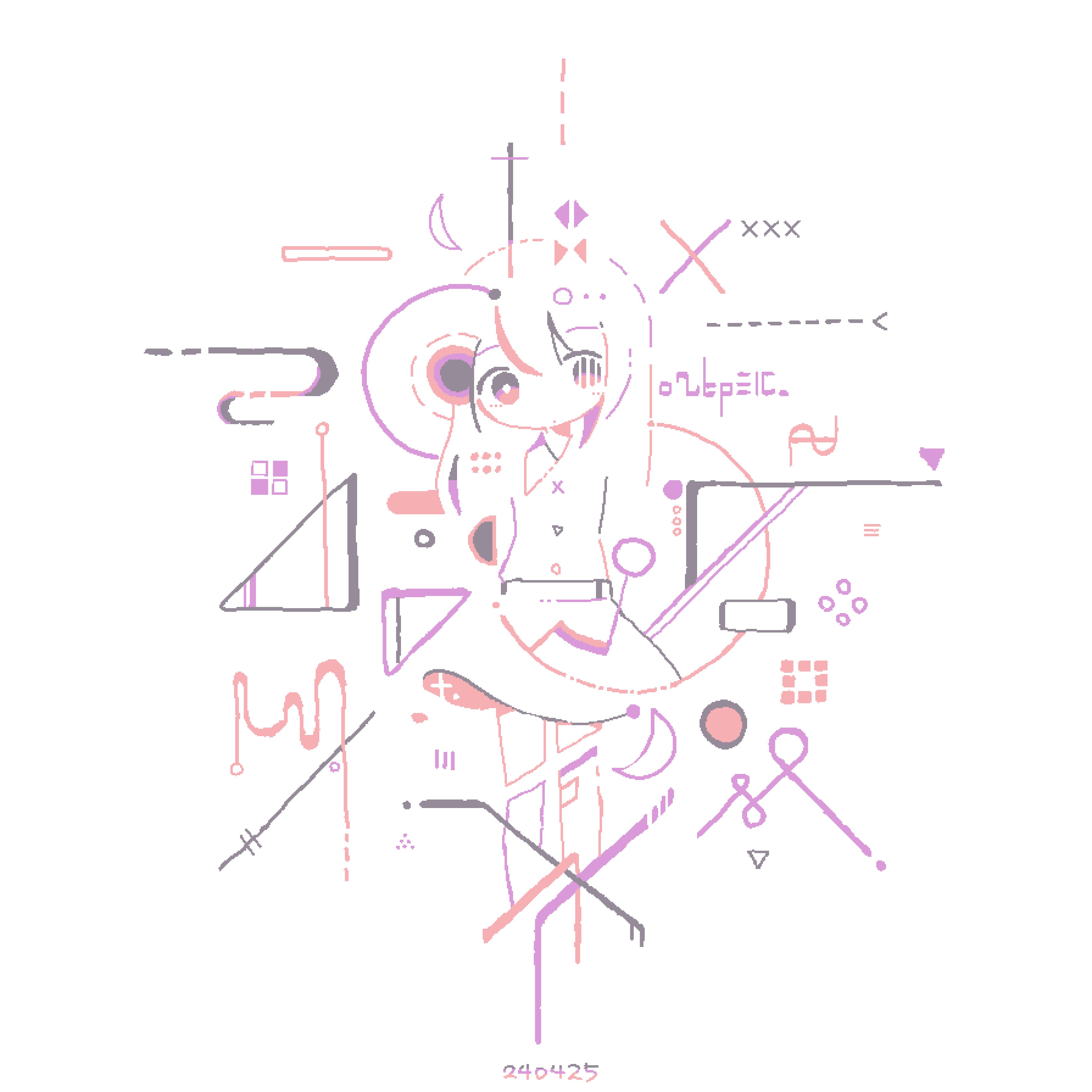 1girl, absurdres, bright_pupils, colo_(frypan_soul), crescent, full_body, highres, limited_palette