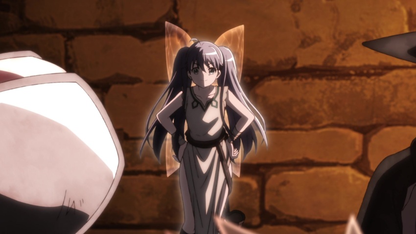 anime_screenshot, benriya_saitou-san_isekai_ni_iku, brown_sandals, fairy, highres, lafanpan, morlock_(benriya_saitou-san), raelza_(benriya_saitou-san), sandals, tagme