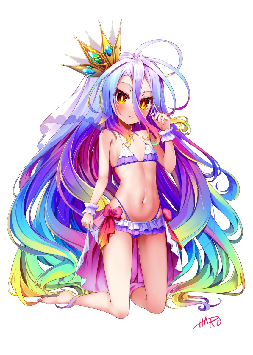 1girl, :3, absurdly_long_hair, absurdres, antenna_hair, arm_at_side, bare_shoulders, barefoot