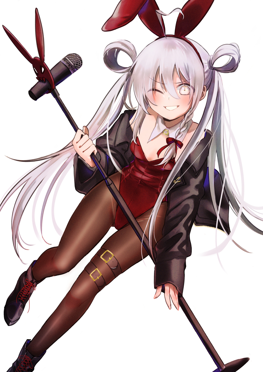 1girl, ahoge, animal_ears, black_boots, black_jacket, boots, bow, braid