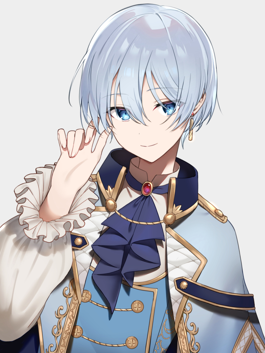 1girl, absurdres, ascot, blue_ascot, blue_coat, blue_eyes, blue_hair, blue_vest