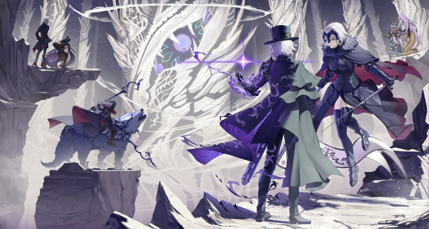 3boys, 4girls, absurdres, ahoge, air_(ai_r_), animal, animal_ears, antenna_hair