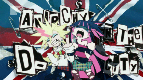 animated, animated_gif, anime_screenshot, chuck_(psg), flag, lowres, panty_&amp;_stocking_with_garterbelt, panty_(psg)