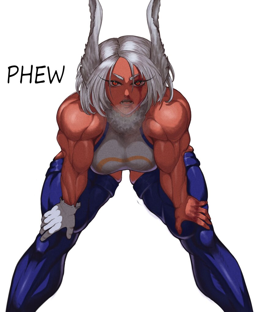 absurdres, animal_ears, bent_over, blood, boku_no_hero_academia, dark_skin, heavy_breathing, highres