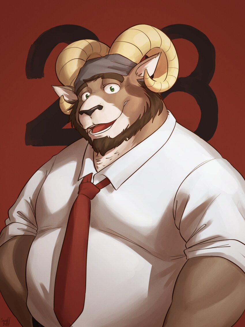 1boy, absurdres, animal_ears, bara, beard, belly, birthday, carl_hendricks