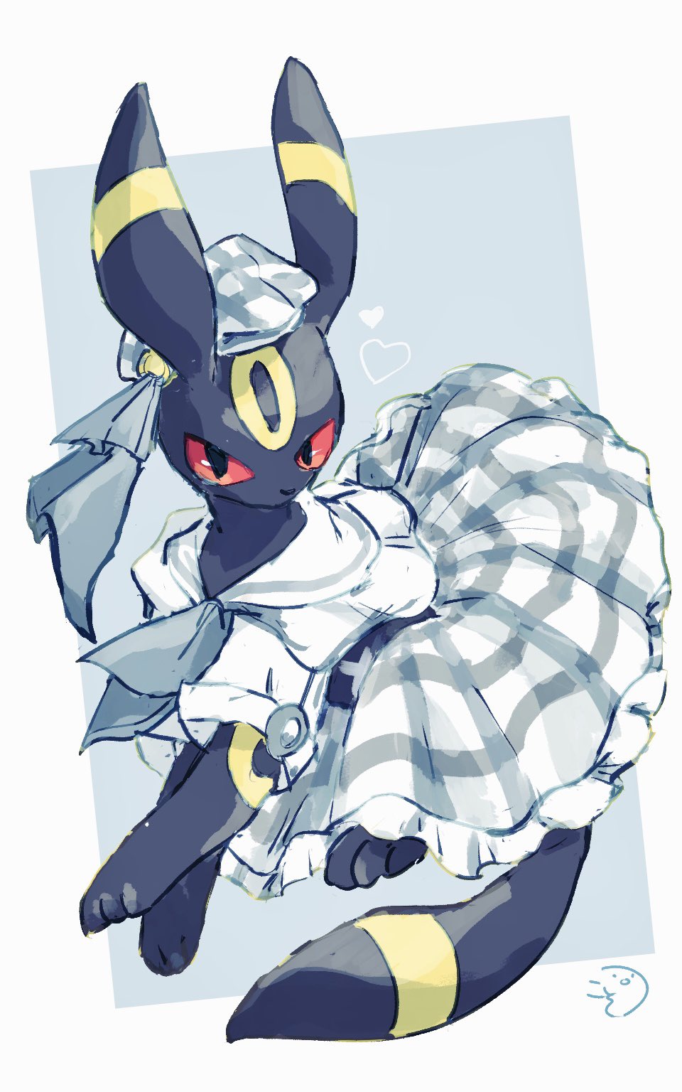 animal_focus, black_eyes, colored_sclera, dress, gen_2_pokemon, hat, highres, kosokoso_002