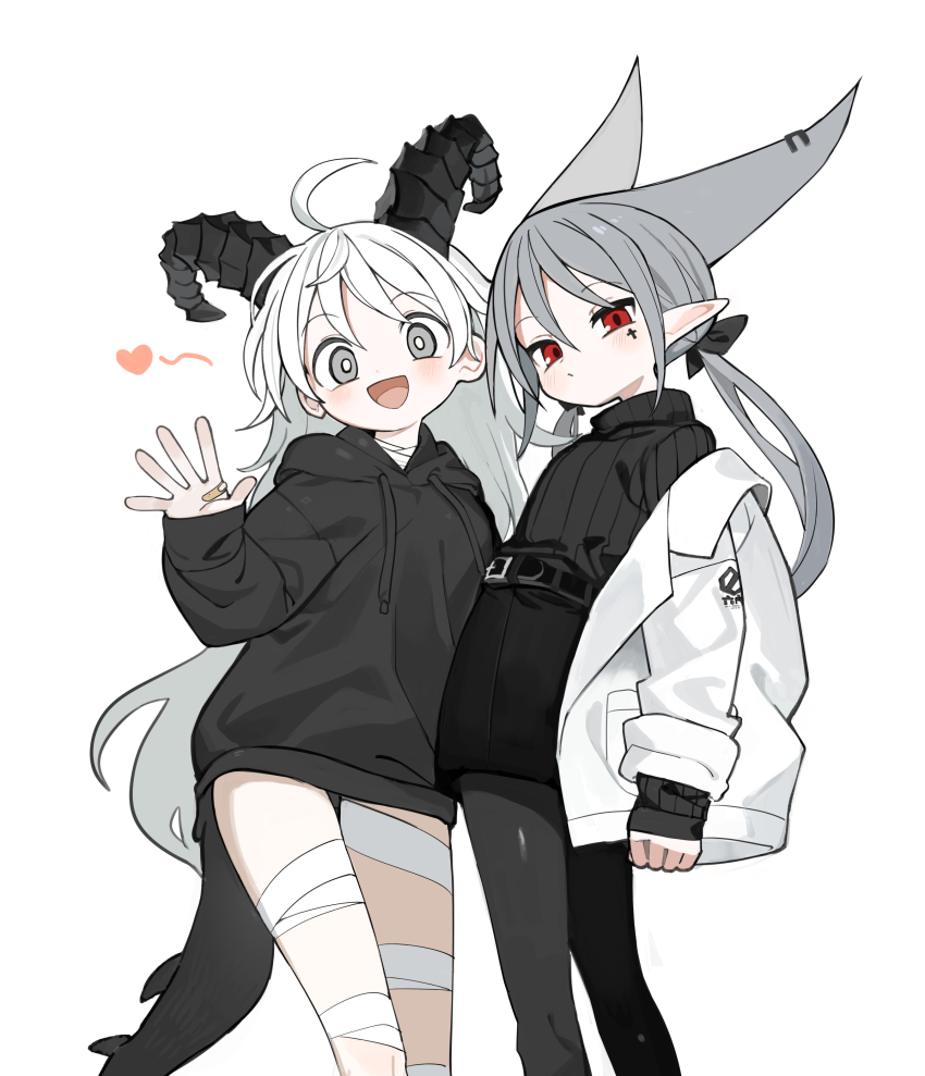 2girls, absurdres, abysmal, arched_back, bandaged_leg, bandages, bandaid, bandaid_on_hand