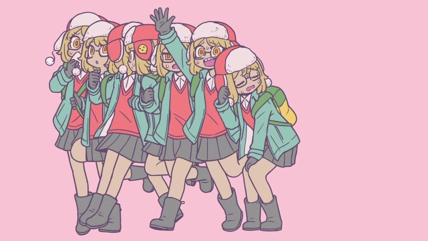 bag, blonde_hair, fate/grand_order, fate_(series), fur_hat, hat, highres, learning_with_manga!_fgo