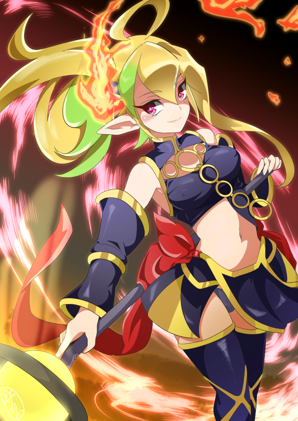 1girl, ahoge, asymmetrical_clothes, asymmetrical_hair, bare_shoulders, black_dress, black_panties, black_sleeves