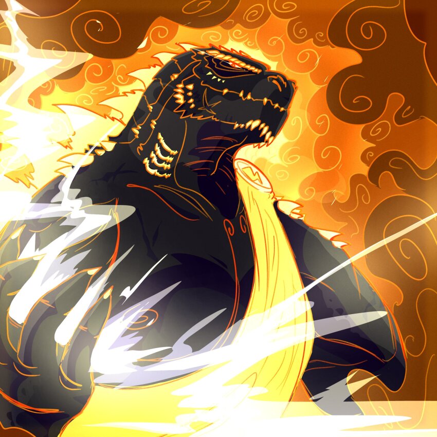 1boy, ancient_greek_clothes, bara, bare_pectorals, burning_godzilla, cloud, crossover, dinosaur_boy, disney, electricity, electrokinesis, fine_art_parody, furry, furry_male, godzilla, godzilla:_king_of_the_monsters, godzilla_(monsterverse), godzilla_(series), godzilla_evolved, godzilla_x_kong:_the_new_empire, greco-roman_clothes, greek_painting_style, hercules_(1997_movie), here_comes_zeuszilla_(meme), highres, holding_lightning_bolt, kaiju, kia_(imkiara_123), king_kong_(series), large_pectorals, legendary_pictures, male_focus, meme, monster, monsterverse, multiple_crossover, muscular, muscular_male, muscular_other, parody, pectorals, solo, style_parody, toga, toho, upper_body, zeuszilla_(plasmili0)