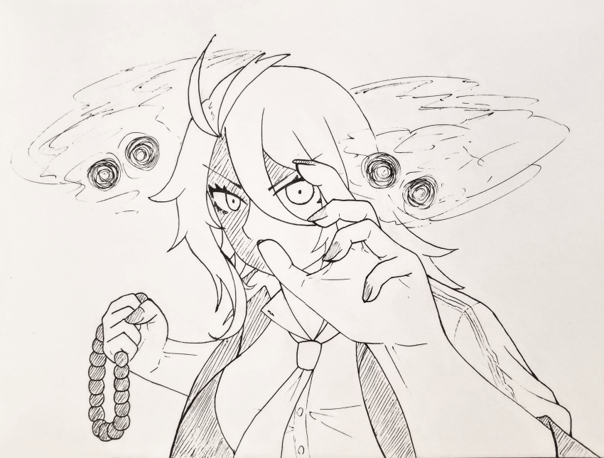 1girl, absurdres, beads, breasts, furyou_taimashi_reina, highres, inktober, large_breasts