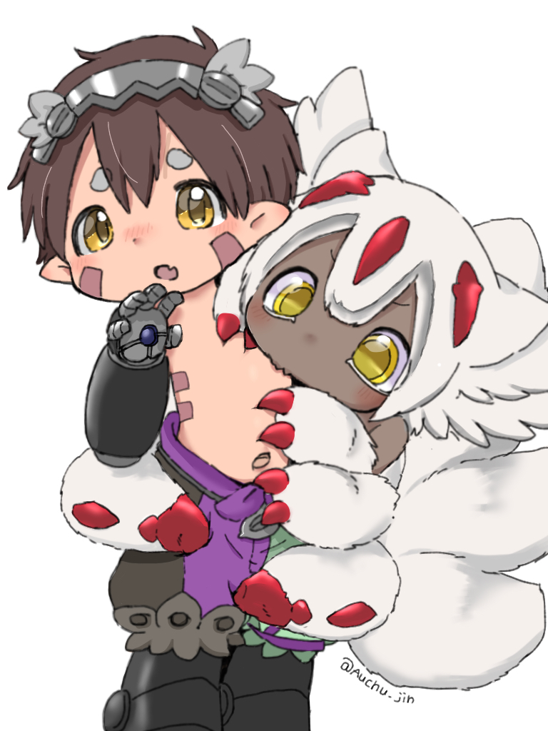 1boy, 1girl, auchu_jin, biting, brown_hair, chibi, child, claws