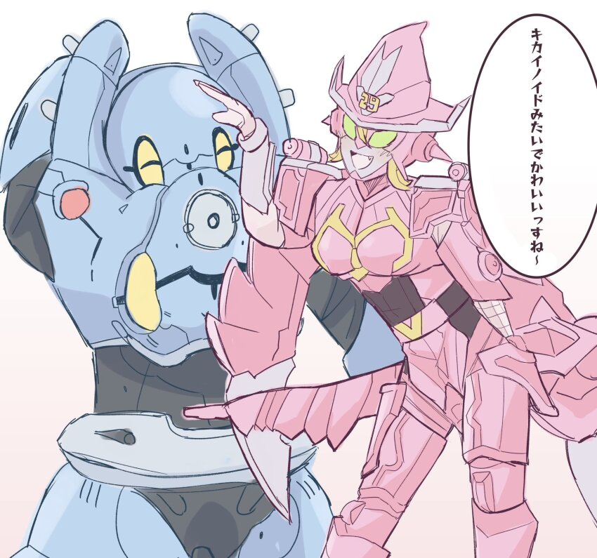 blonde_hair, blue_skin, breasts, closed_eyes, colored_skin, crossover, green_eyes, hat