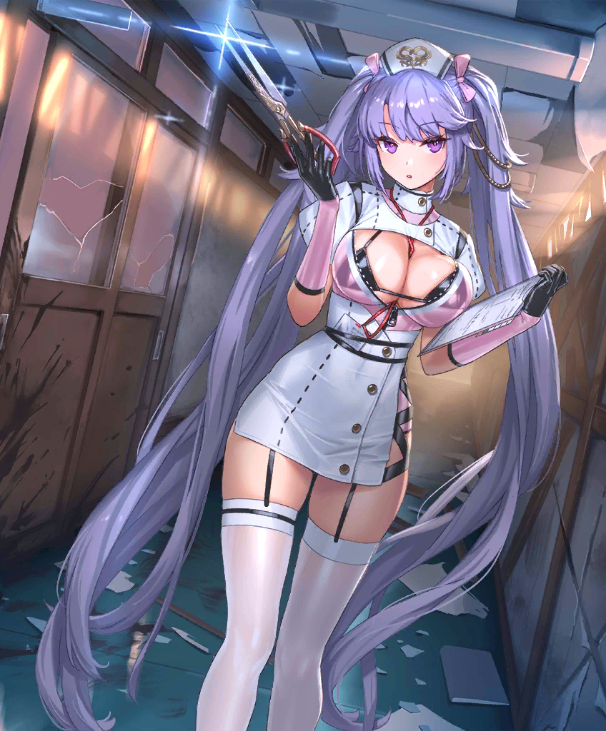 :o, absurdly_long_hair, artist_request, between_breasts, black_bra, black_garter_straps, black_gloves, black_ribbon