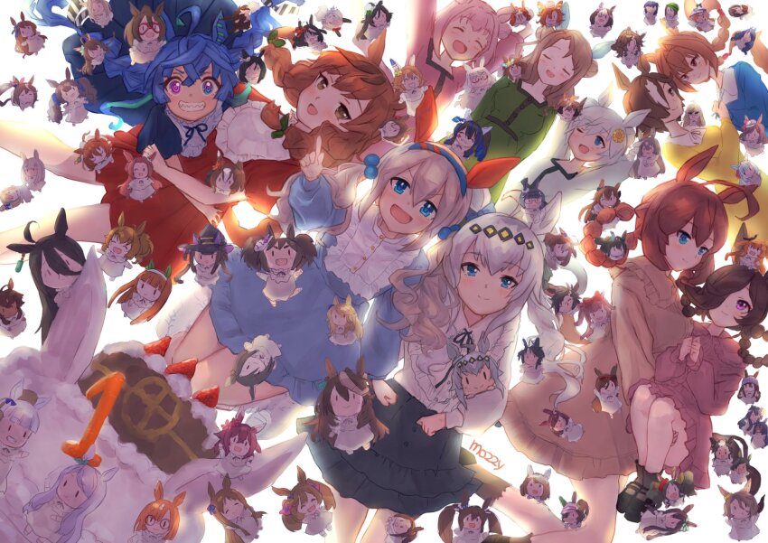 6+girls, :d, @_@, absolutely_everyone, admire_vega_(umamusume), agnes_digital_(umamusume), agnes_tachyon_(umamusume), ahoge