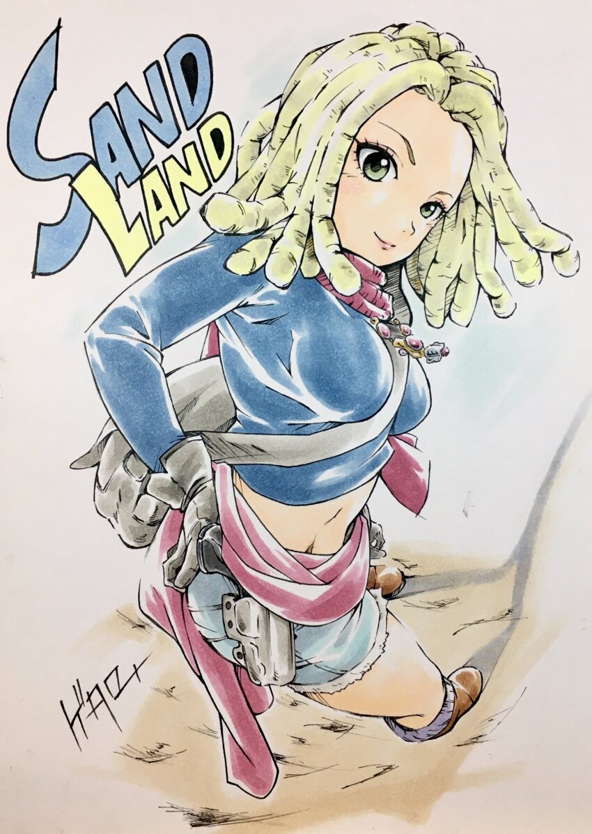 1girl, @o_ro_ro_n24, ann_(sand_land), anne_(sand_land), artist_request, backpack, bad_link, bad_twitter_link