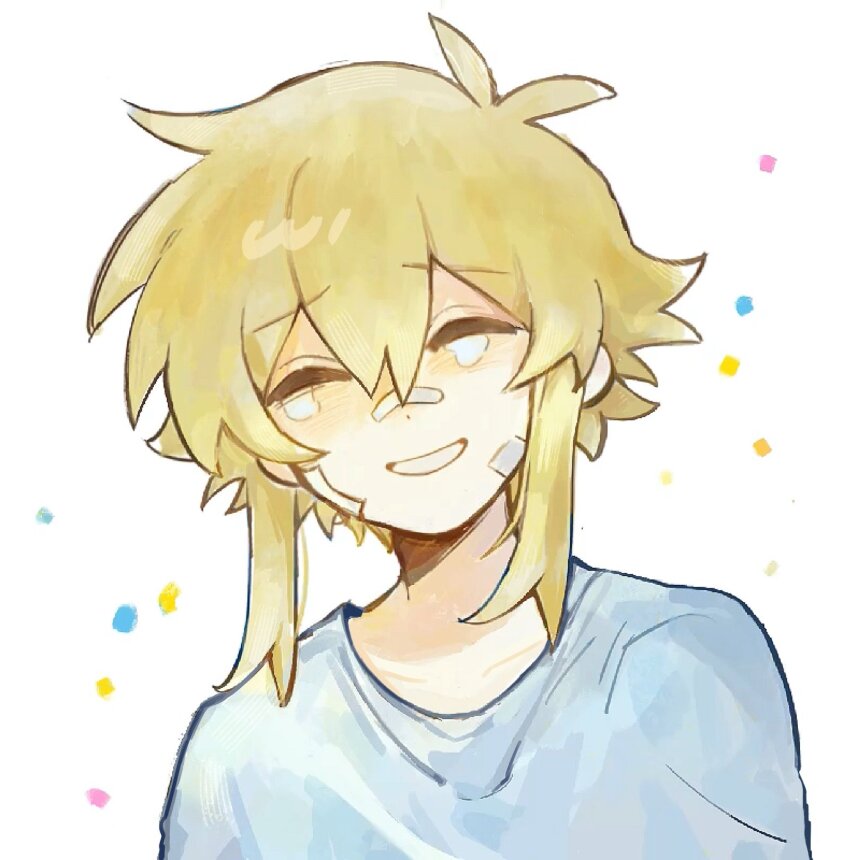 1boy, bandages, bandaid, bandaid_on_face, bandaid_on_nose, basil_(faraway)_(omori), basil_(hospital_gown)_(omori), basil_(omori)