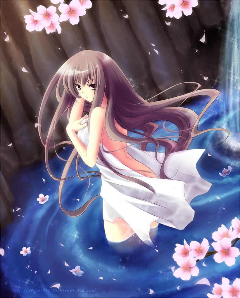 back, bad_id, bad_pixiv_id, brown_eyes, brown_hair, censored, convenient_censoring, flower