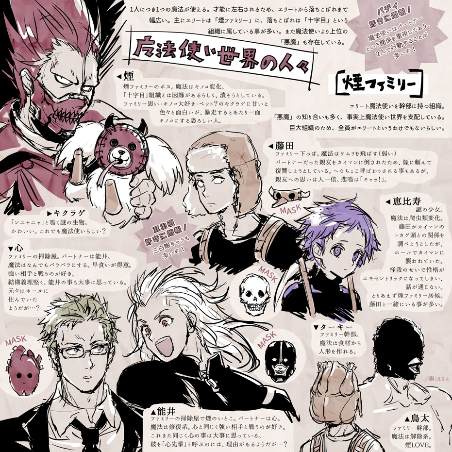 3girls, 4boys, animal, backpack, bag, beanie, black-framed_eyewear, black_eyes