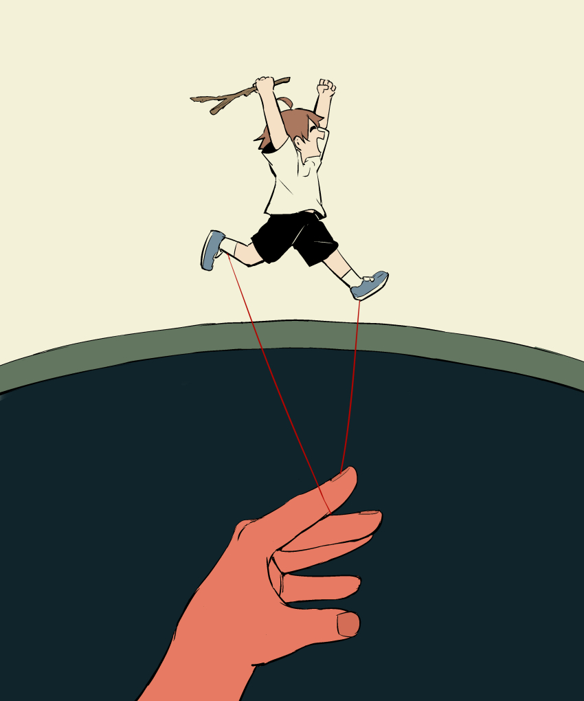 1boy, 1other, ^_^, absurdres, ahoge, ambiguous_gender, arms_up, avogado6