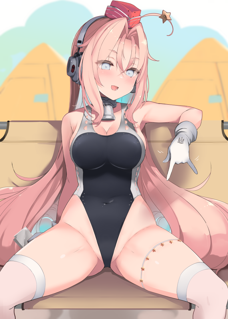 1girl, black_one-piece_swimsuit, blush, breasts, cleavage, competition_swimsuit, covered_navel, drum_(kancolle)