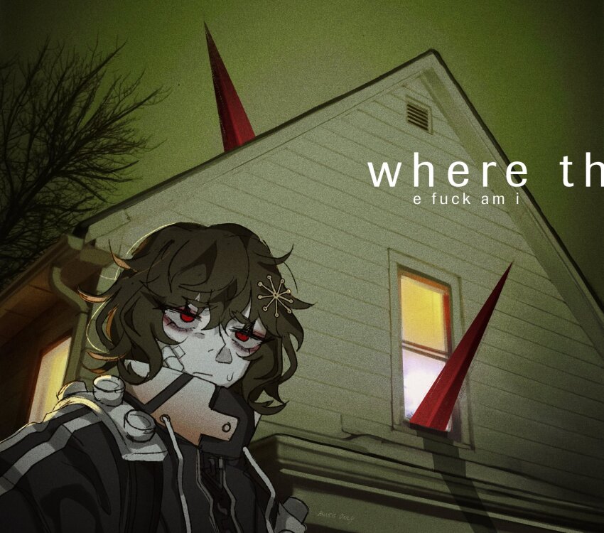 1girl, album_cover_redraw, american_football_(band), anies_only, artist_name, bandaid, bandaid_on_face, black_jacket