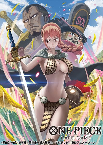 1girl, armor, bikini_armor, braid, braided_ponytail, breasts, cape, cleavage