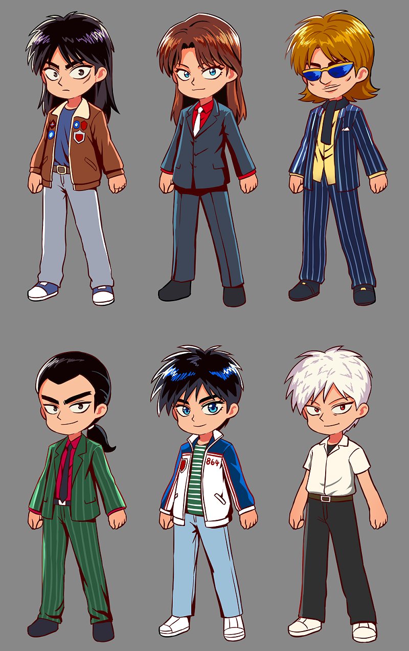 6+boys, akagi:_yami_ni_oritatta_tensai, akagi_shigeru, black_hair, black_jacket, black_necktie, black_pants, black_scarf