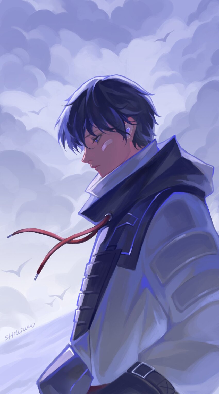 1boy, artist_name, drawstring, from_side, highres, iso_(valorant), jacket, light_frown