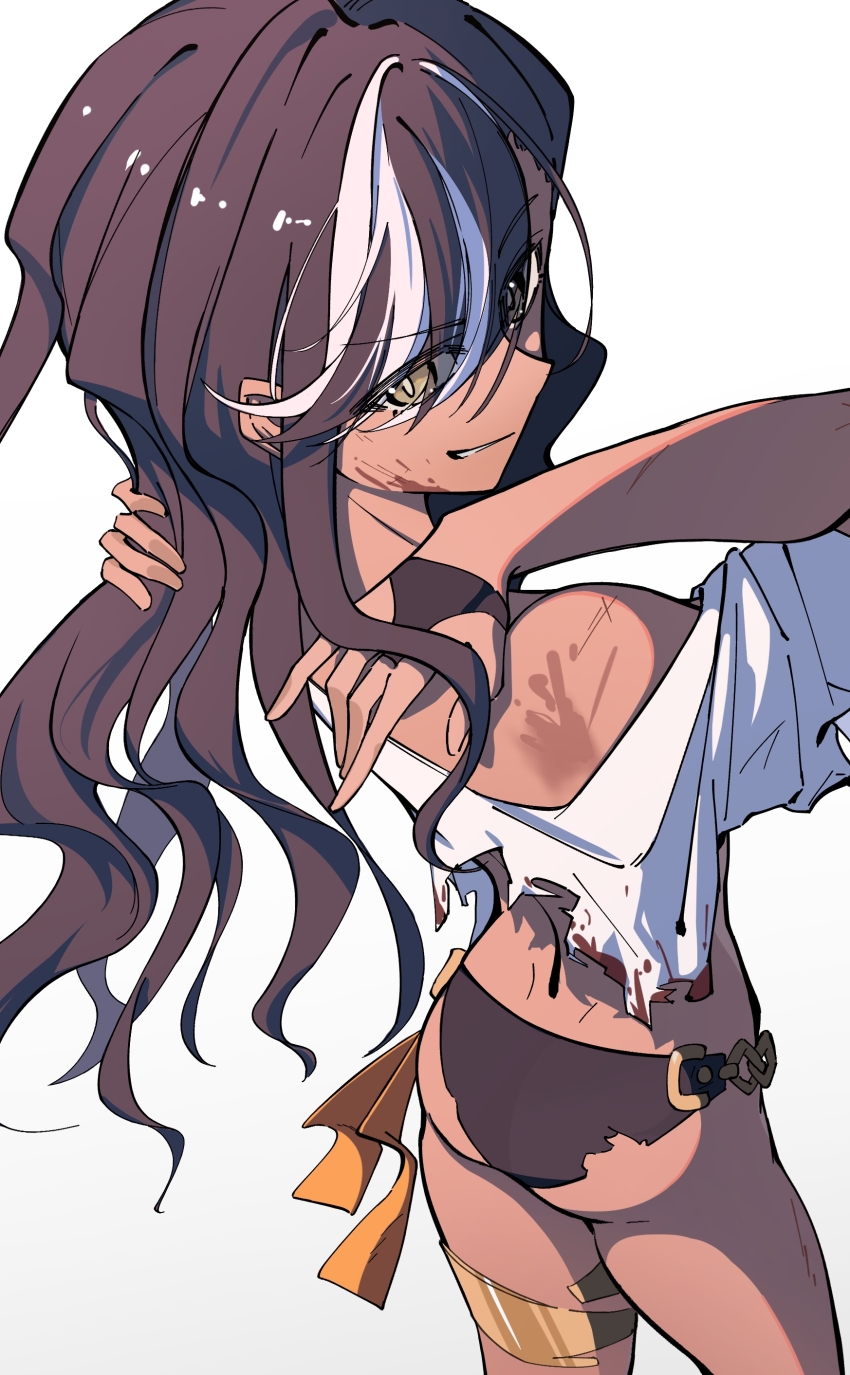 1girl, absurdres, adjusting_hair, arms_behind_head, ass, bare_shoulders, bikini, black_bikini