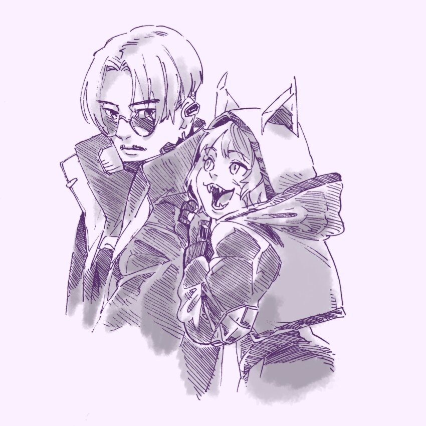 1boy, 1girl, animal_hood, apex_legends, bodysuit, cat_hood, chouson, classified_crypto