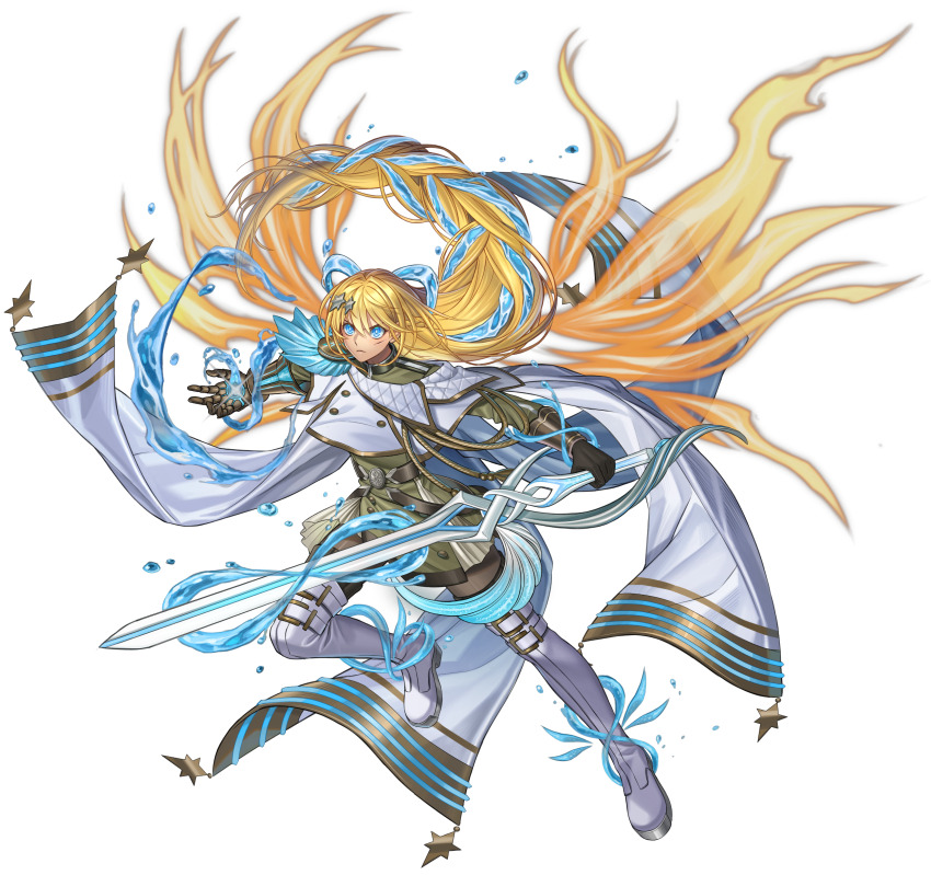 1girl, aiguillette, anonymous_(yu-gi-oh!), belt, black_gloves, blonde_hair, blue_eyes, boots