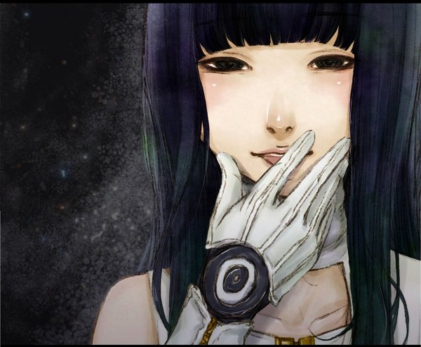 1girl, black_eyes, black_hair, blunt_bangs, cotori_(globule), dress, eyelashes, game_cg, gloves, gnosia, hair_between_eyes, hairband, hime_cut, long_hair, looking_at_viewer, official_art, solo, straight_hair, third-party_source, white_dress, white_gloves, yuriko_(gnosia)