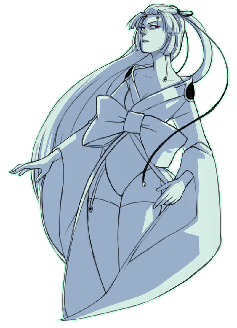 1girl, angelic_layer, bow, breasts, cleavage, collarbone, cropped_legs, eyelashes