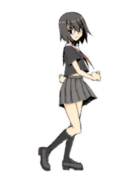 1girl, animated, animated_gif, easytoon_(medium), female_focus, glasses, kurihara_touko, miniskirt