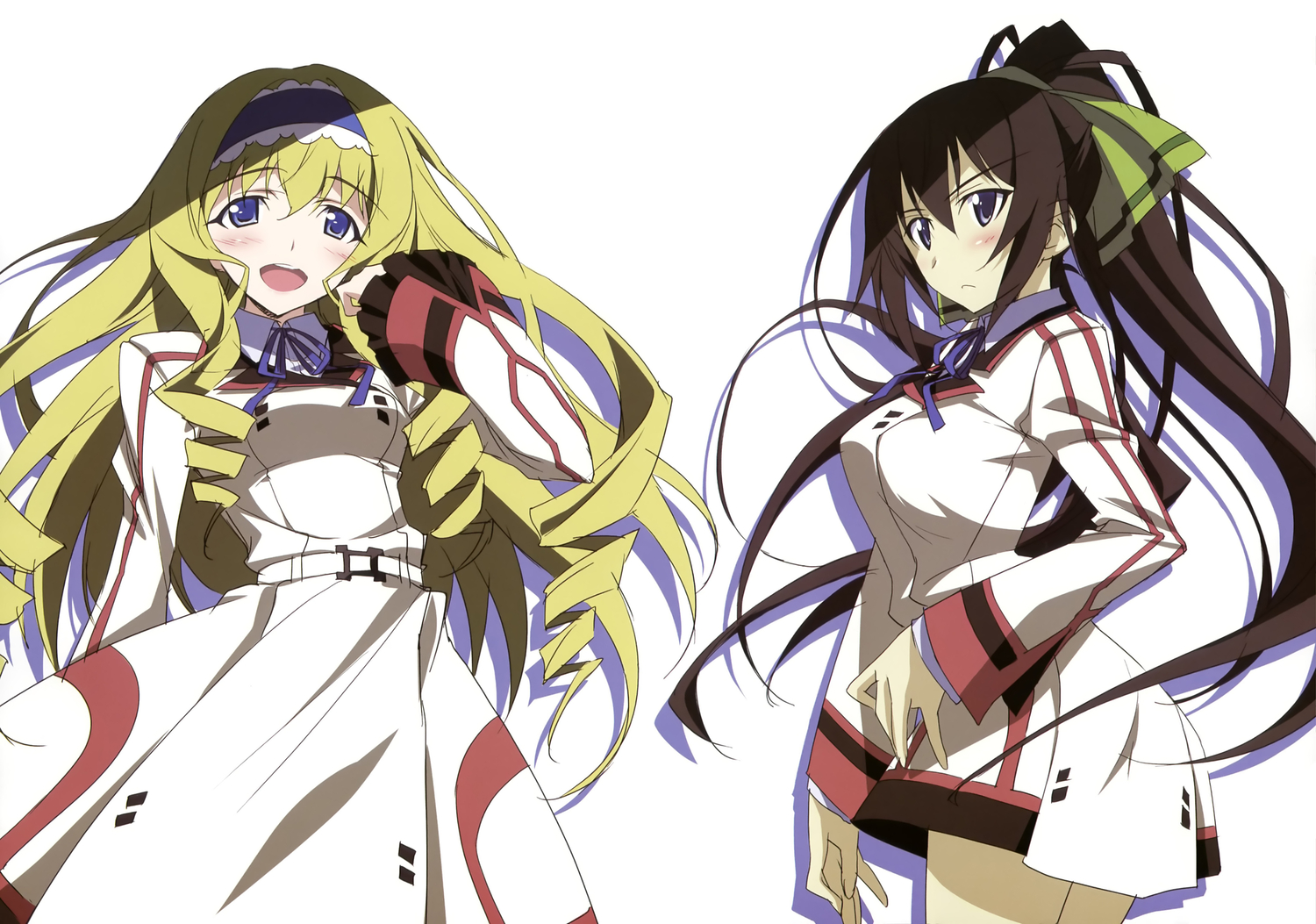 2girls, cecilia_alcott, infinite_stratos, kurashima_tomoyasu, school_uniform, shinonono_houki, white