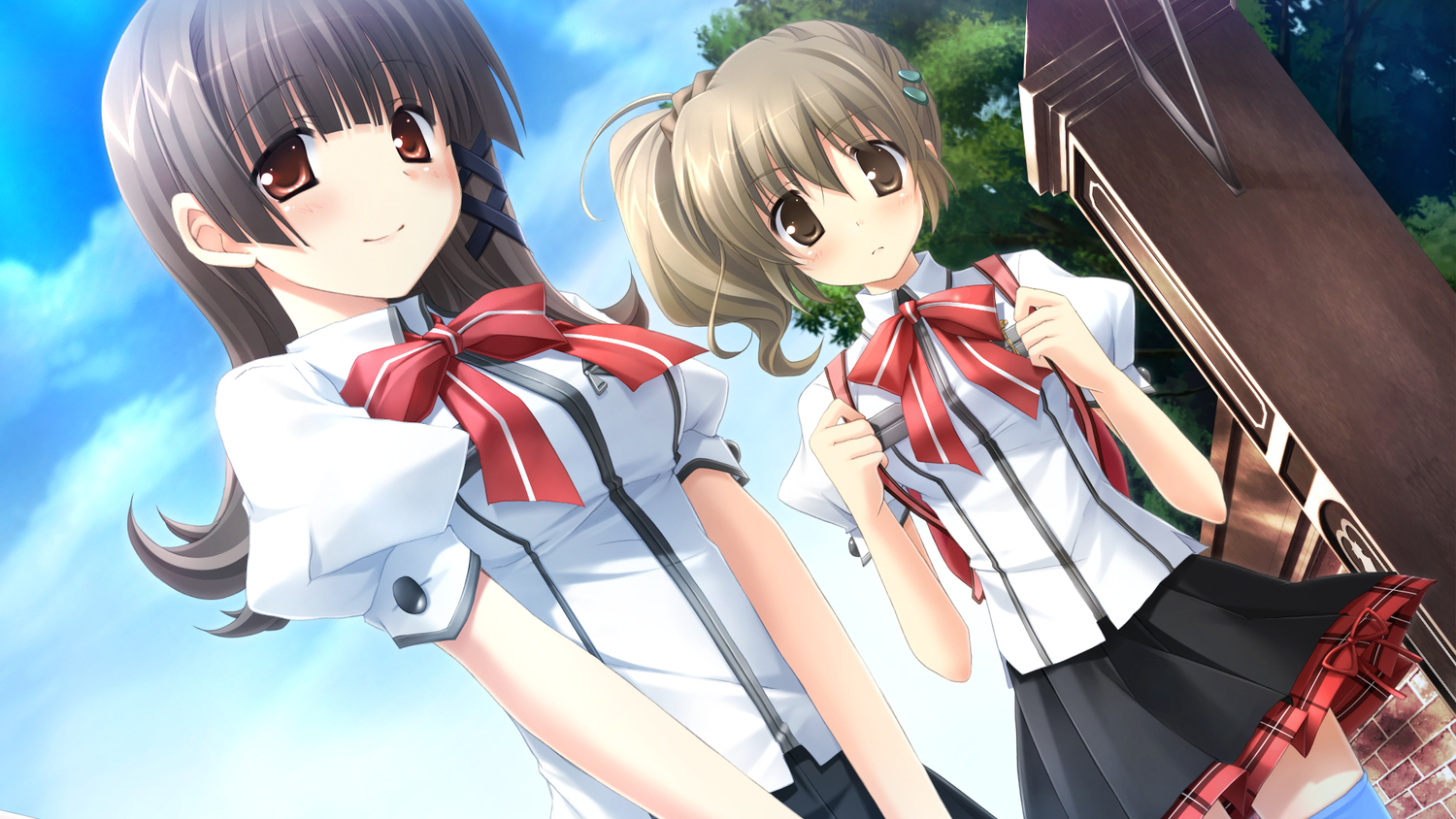 2girls, brown_eyes, brown_hair, game_cg, hulotte, ikegami_akane, makiya_kasumi, makiya_sumika