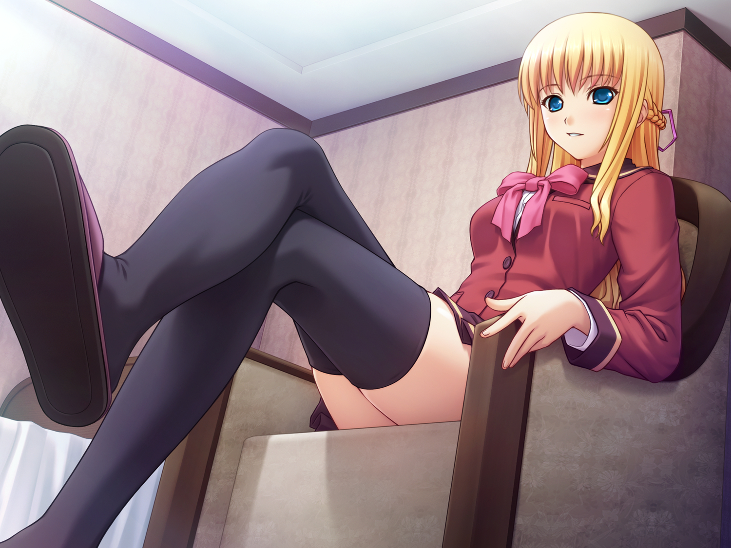 400, amishiro_anna, blonde_hair, blue_eyes, game_cg, kanojo_to_kanojo_to_watashi_no_nanabi, lilies_project, long_hair