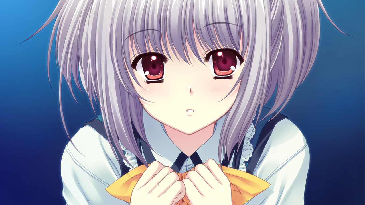 close, game_cg, gray_hair, kona_nako, nishimata_aoi, red_eyes, school_uniform, sekai_seifuku_kanojo