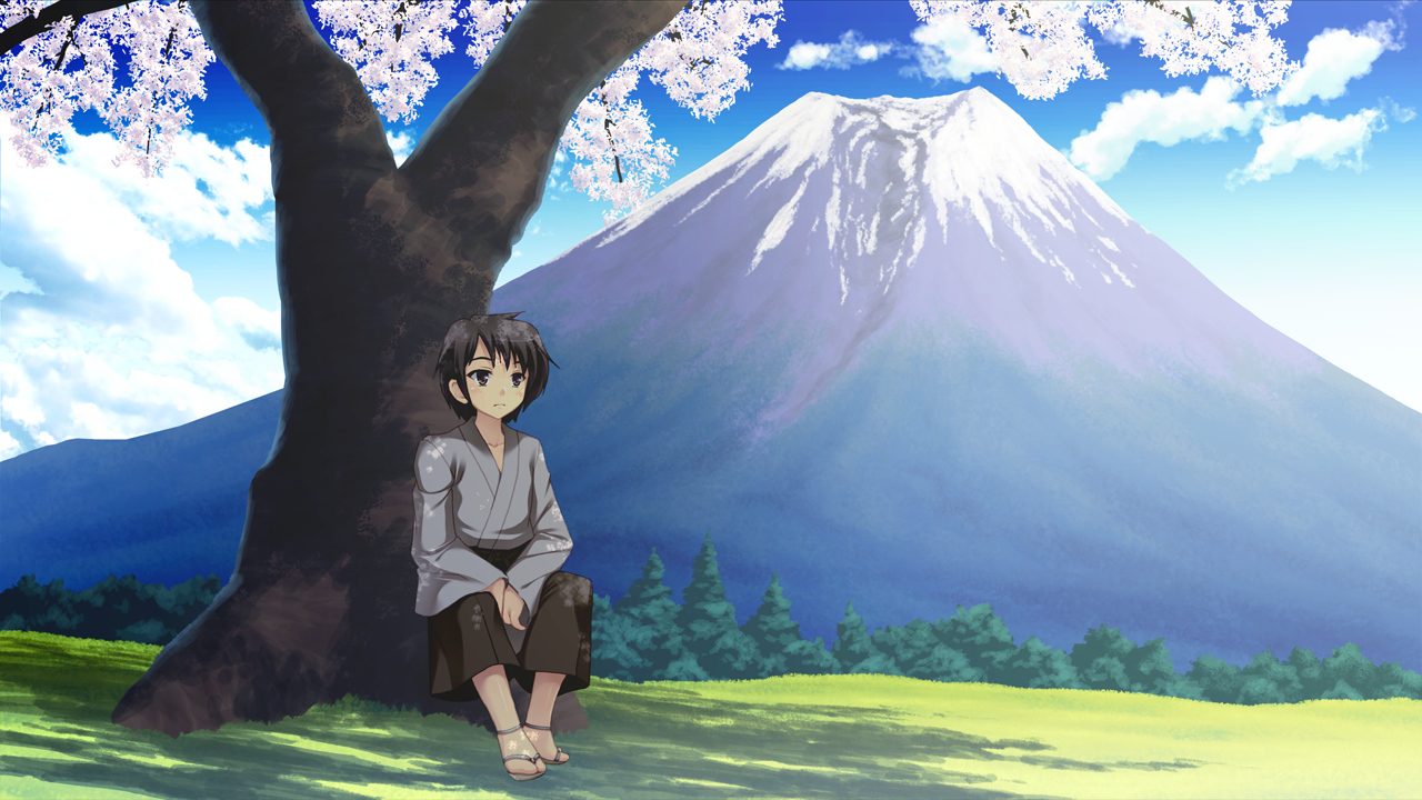 all_male, clouds, game_cg, gekitama!, male, natsuki_shuri, scenic, tree