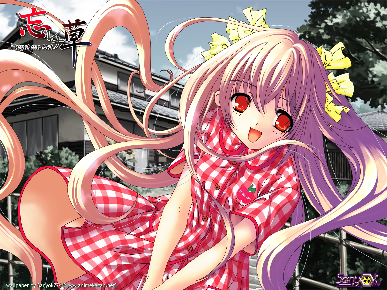forget_me_not, long_hair, pink_hair, red_eyes