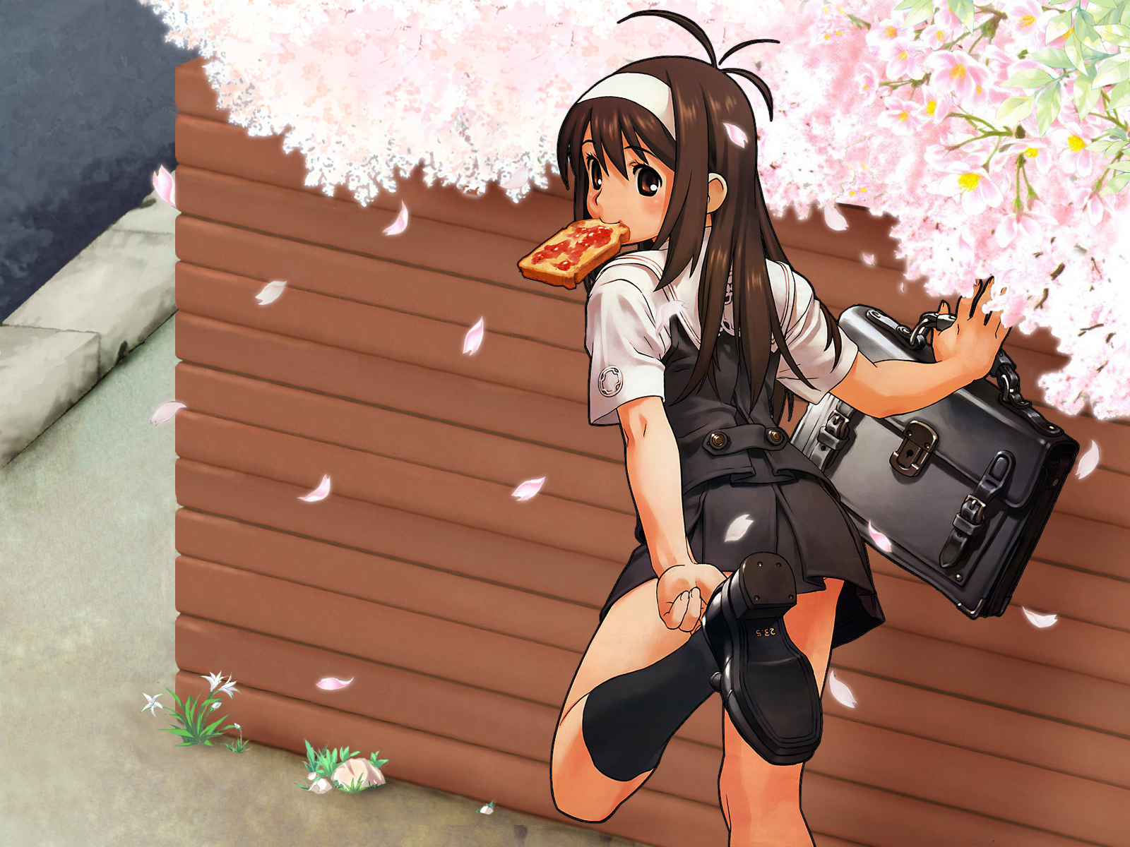 dengeki_moeoh, food, miyu_tsujiboshi, petals, tanaka_kunihiko
