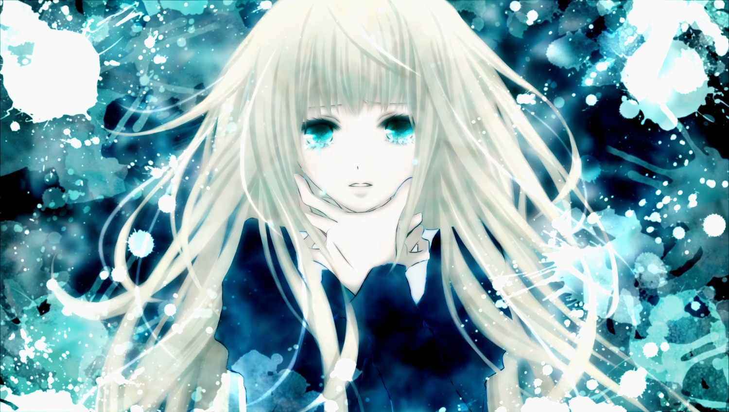 aonoe, aqua_eyes, close, megurine_luka, tears, vocaloid, white_hair